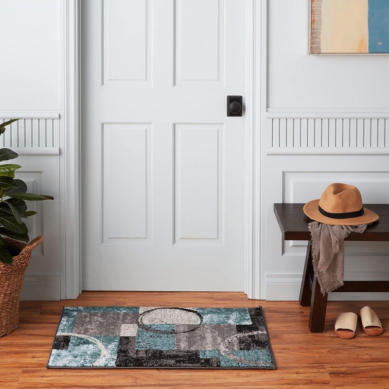 Rugshop Contemporary Abstract Circle Design Soft Area Rug 2' x 3' Gray - Image 1